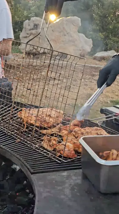 Chicken on a charcoal grill